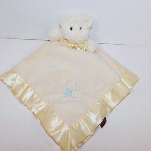 The Bearington Collection Yellow Teddy Bear Rattle Security Blanket Baby Lovey
